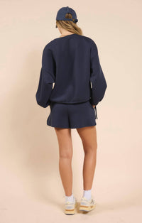 Sadie & Sage - Pastime Textured Terry Side Tie Pullover