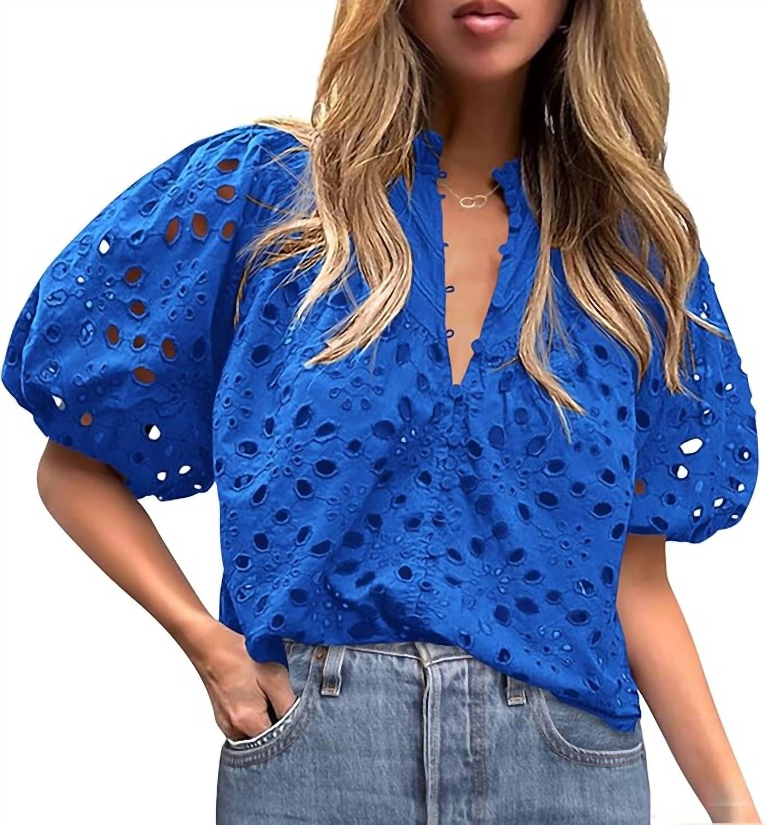 Top It Off - Tonya Eyelet Top