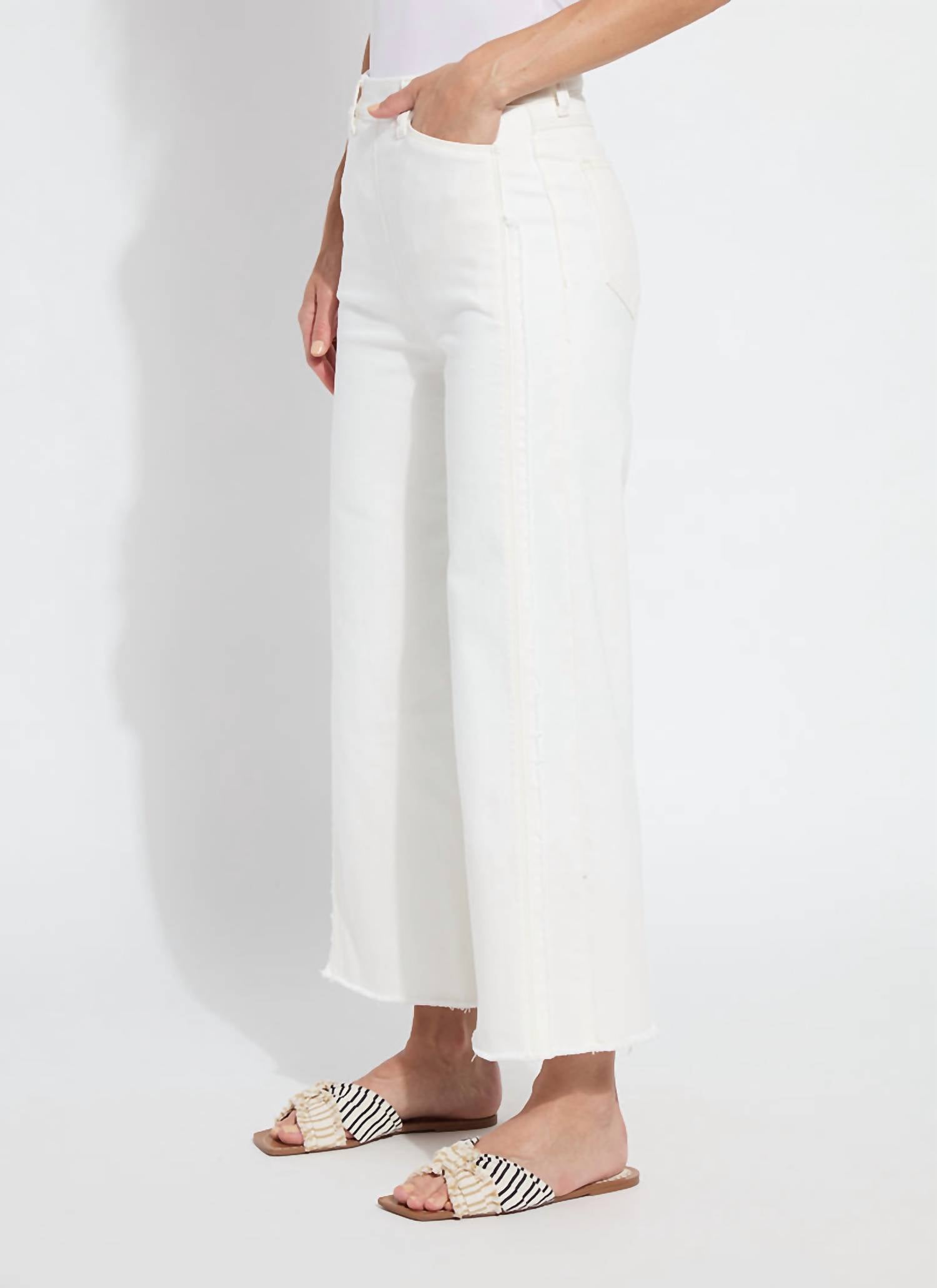 Lysse - Women's Noah High Waist Crop Wide Leg Fringe Jean