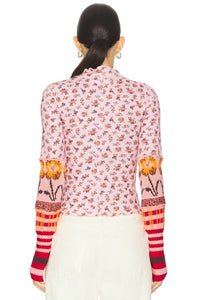 Free People Bold Bowery Folded Sleeve Top in cherry blossom combo - women's sweater - alternate view