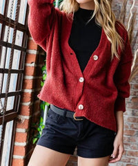 7Th Ray - Drop Shoulder Long Sleeve Button Down Cardigan