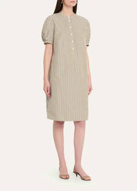 Lafayette 148 - Stripped Puff Sleeve Shift Dress