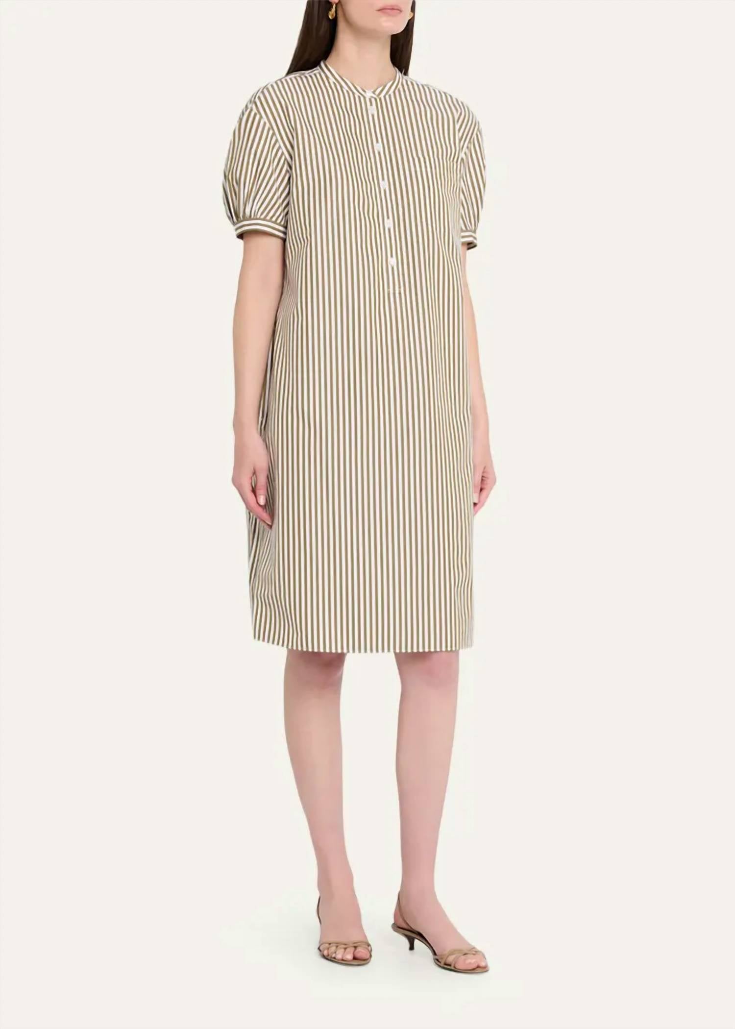 Lafayette 148 - Stripped Puff Sleeve Shift Dress
