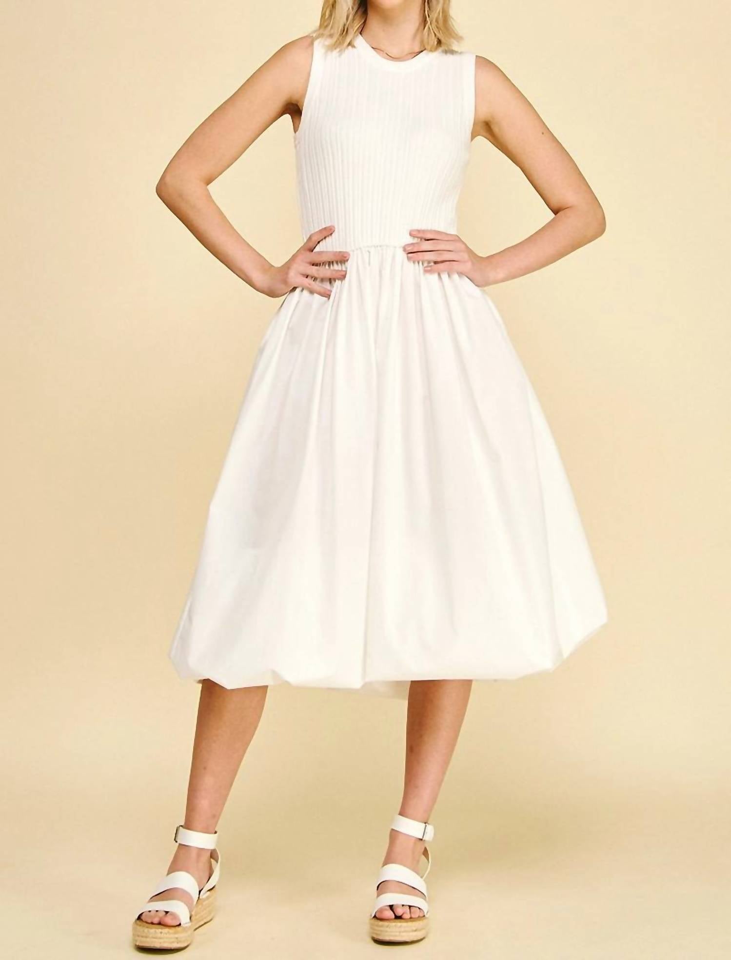 PINCH Bubble Hem Dress in white - women's dress