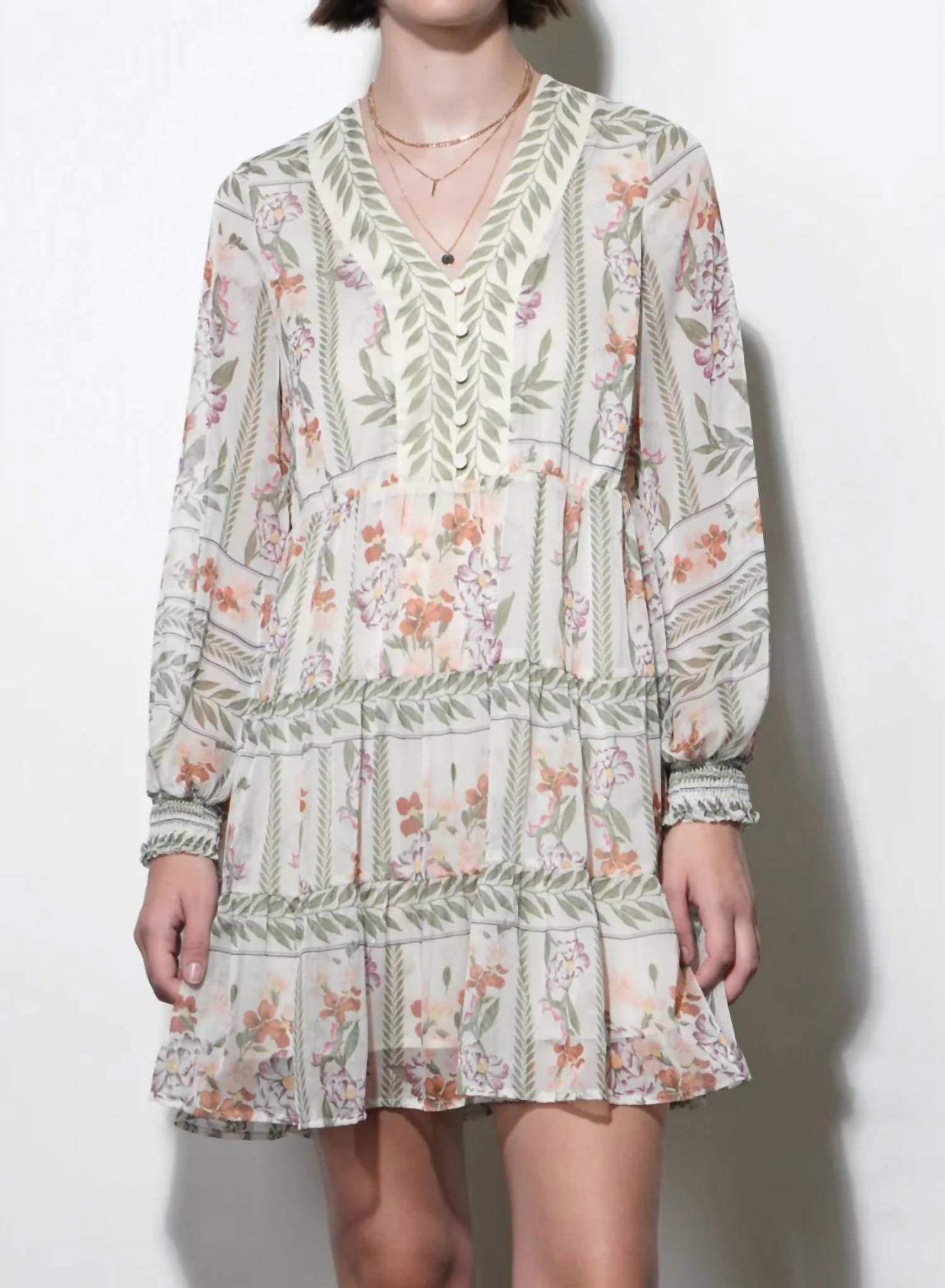Greylin - Alexis Deep V Tiered Pullover Dress