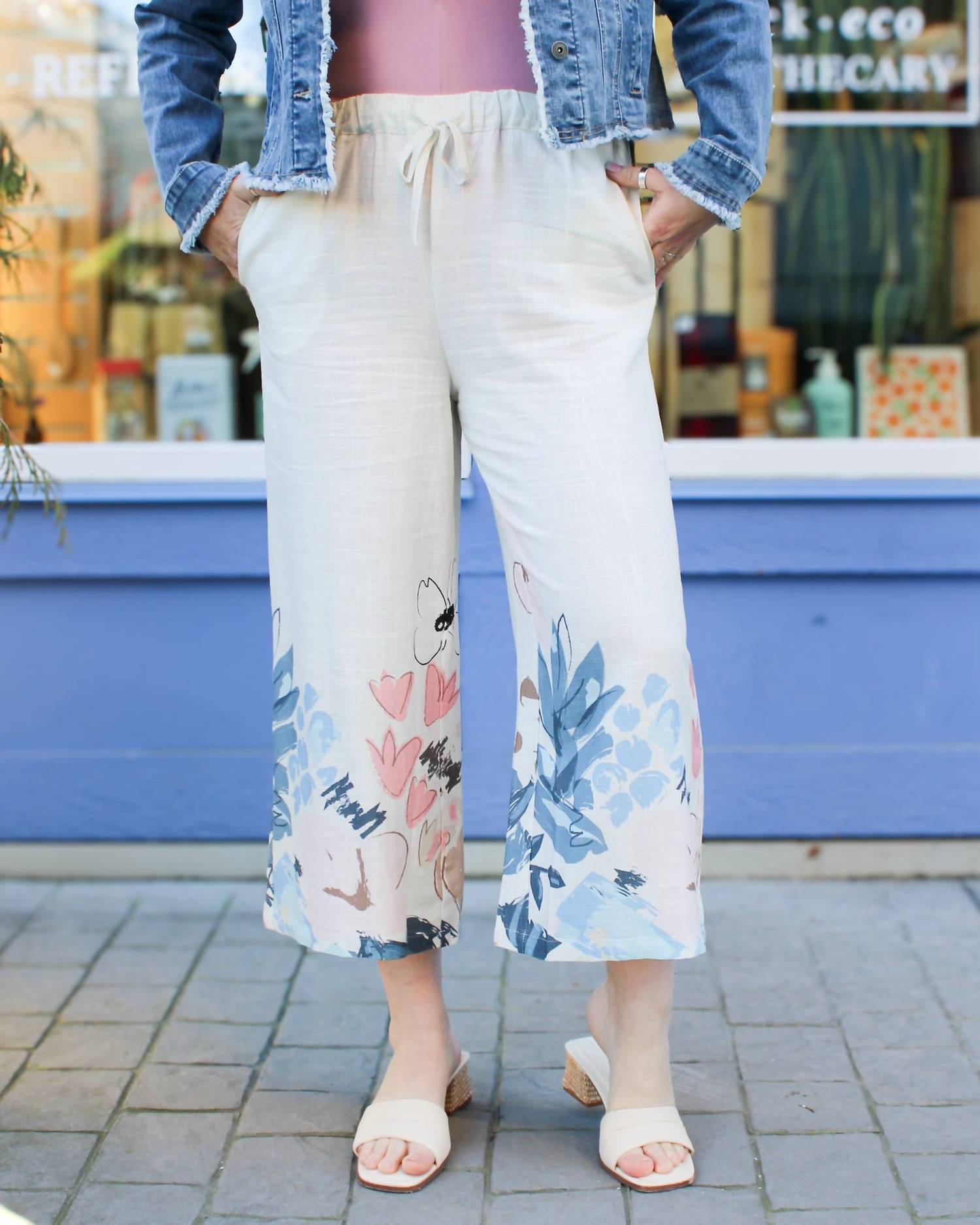 CHARLIE B Cropped Linen Pant - Plus in white - women's pants