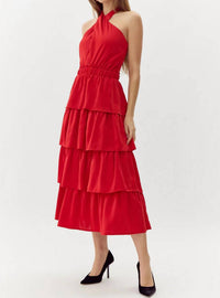 Adelyn Rae - Eleanor Halter Tiered Midi Dress