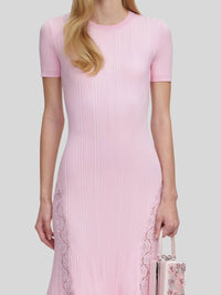 Self-Portrait - Knit Lace Insert Midi Dress