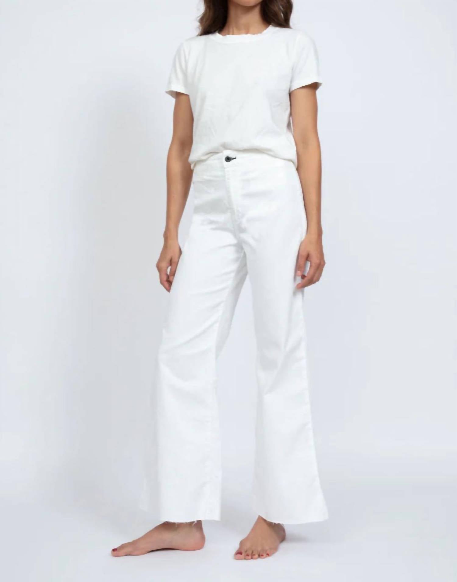ASKK NY Cropped Brighton Ankle Pants in ivory - women's pants