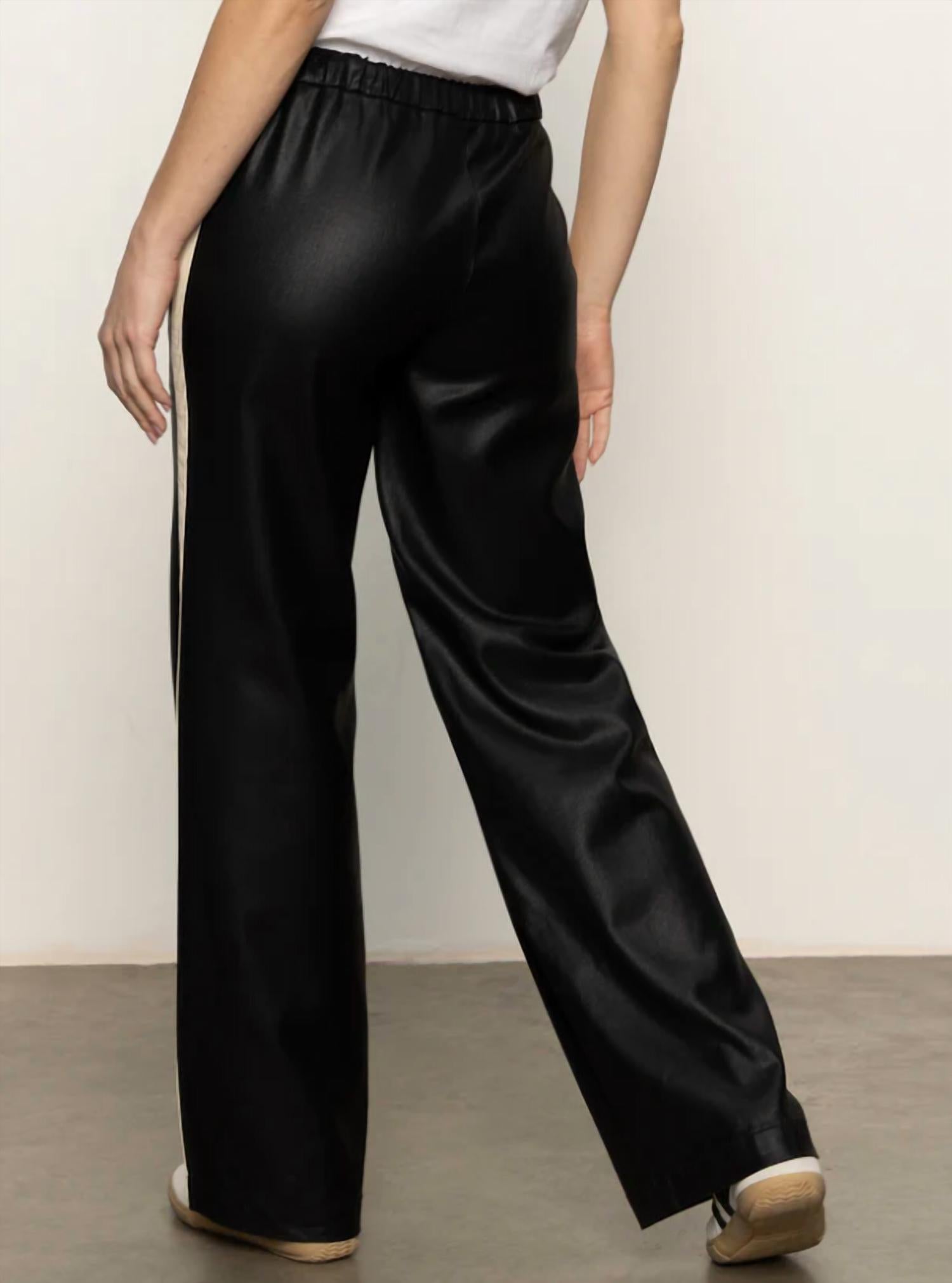 Sanctuary Coated Twill Track Pants in black - women's pants - alternate view