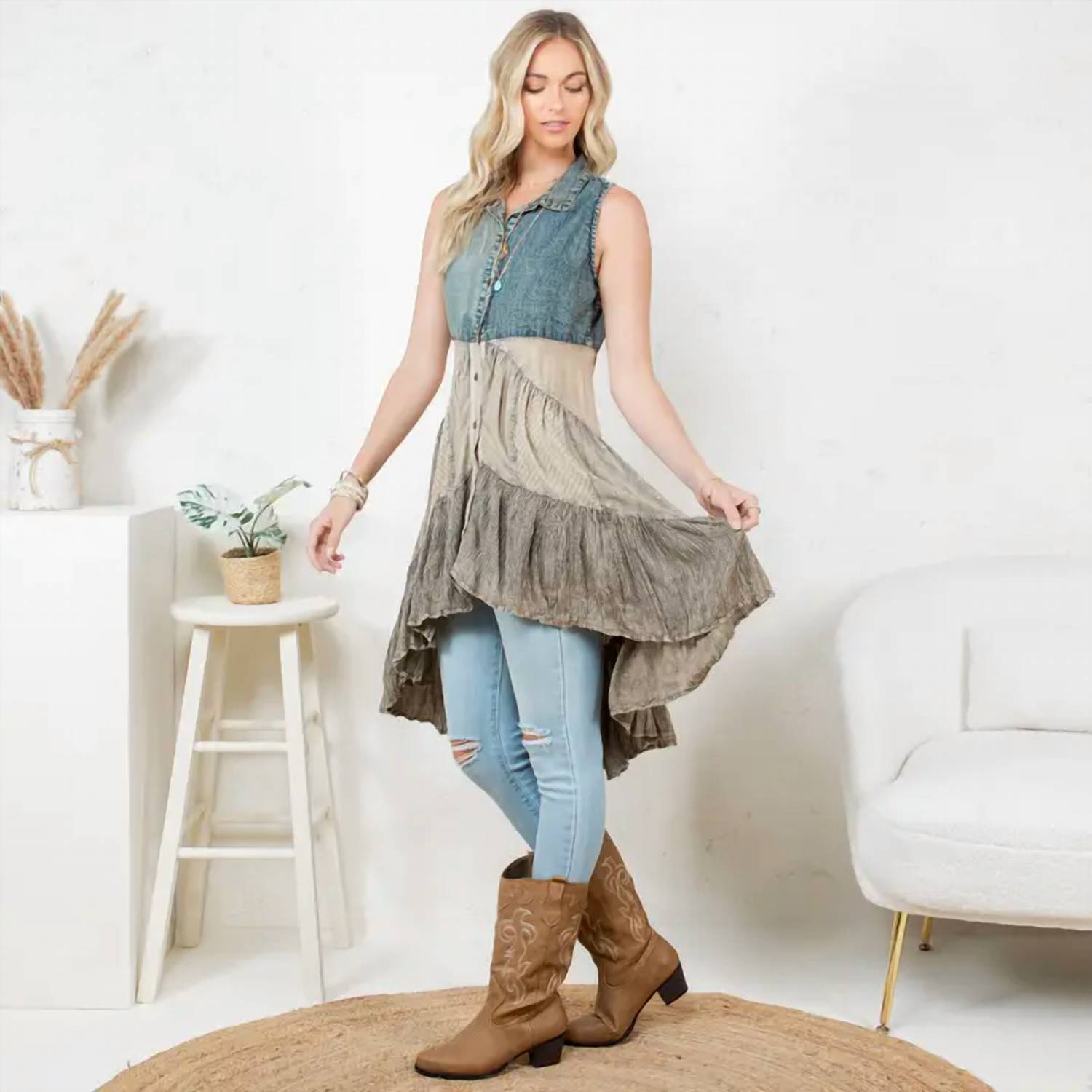 Young Threads - Front-open Asymmetrical High Low Top
