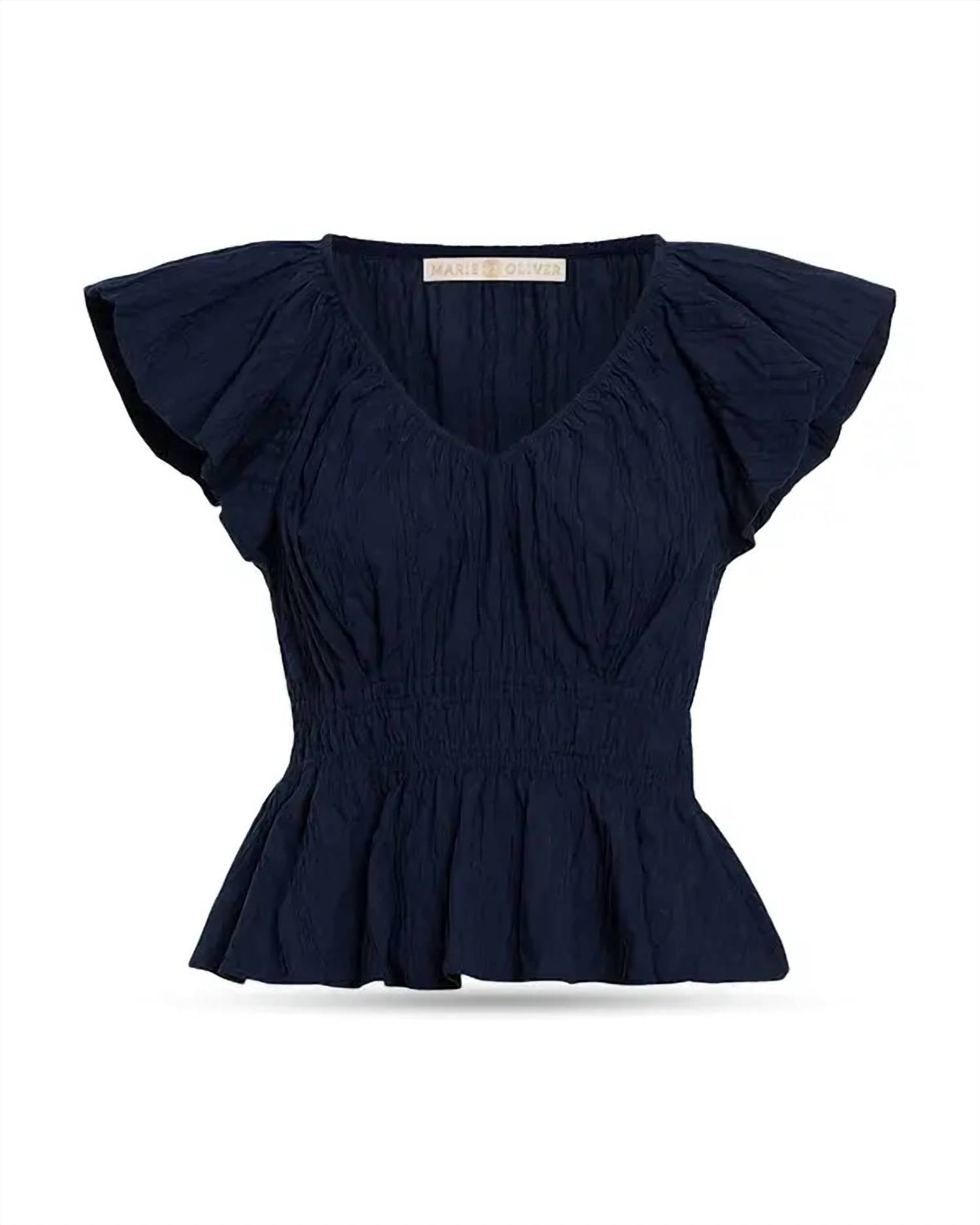 Marie Oliver Women's Lydia Top in naval - women's blouse - view 4