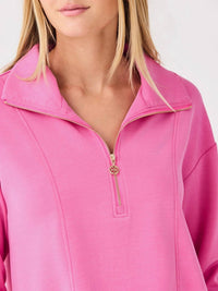 Mary Square Regan Half Zip Pullover in pink - women's sweater - view 6