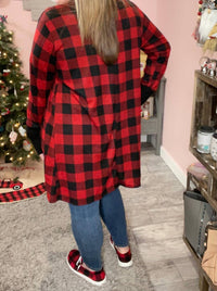 Blakeley - Buffalo Plaid Drape Front Cardigan