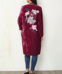 Paparazzi - Verona Embroidered Velvet Duster