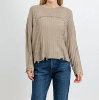 Terra - Contrast Stitch & Rib Sweater
