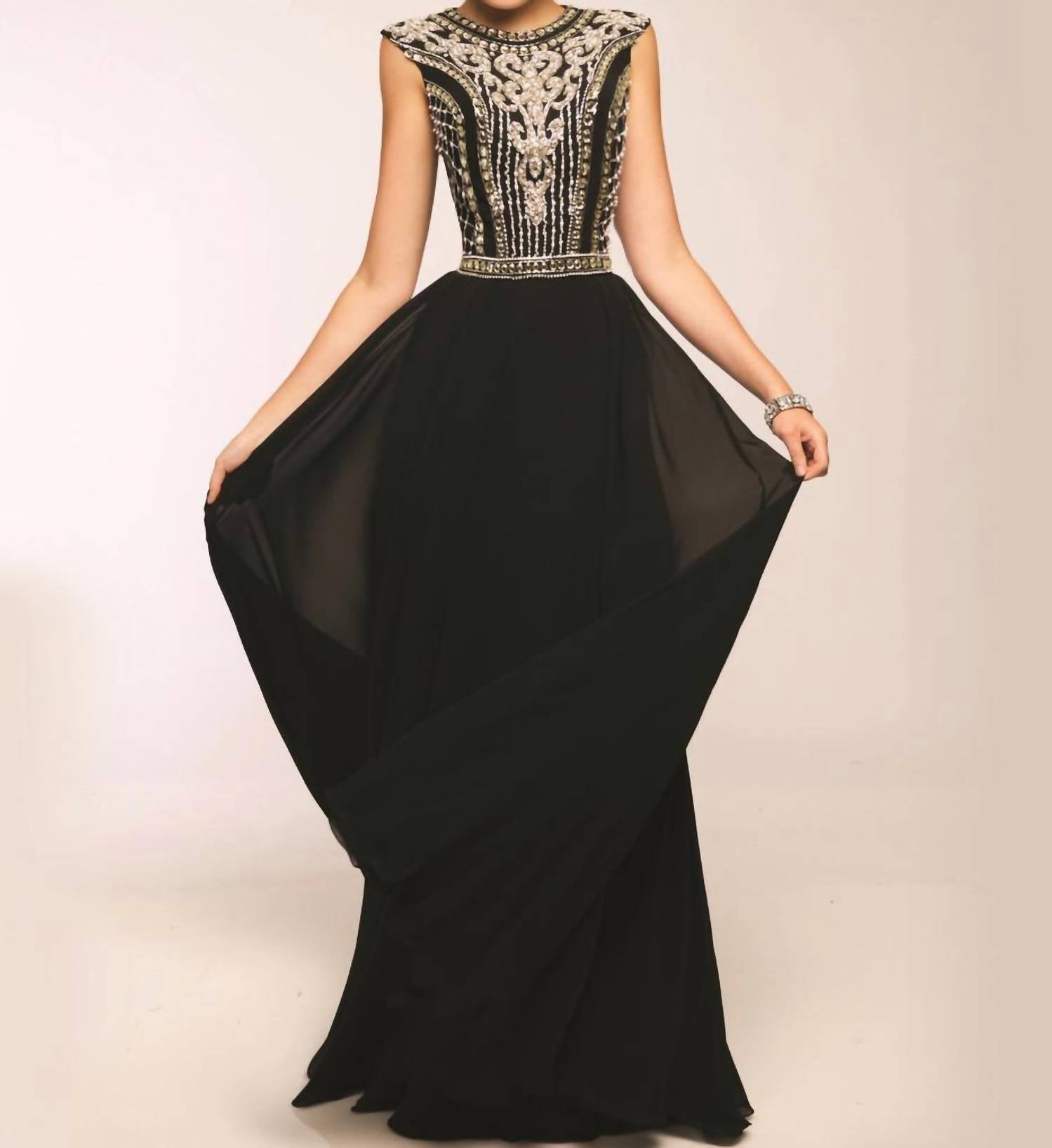 JVN Chiffon Prom Dress in black - women's dress