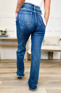 Risen - Ariana Tummy Control Distressed Straight Leg Jeans