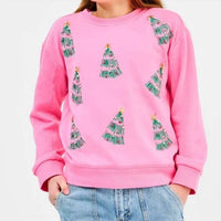 Mary Square - Kid's Sparkling Tree Long Sleeve Sweatshirt
