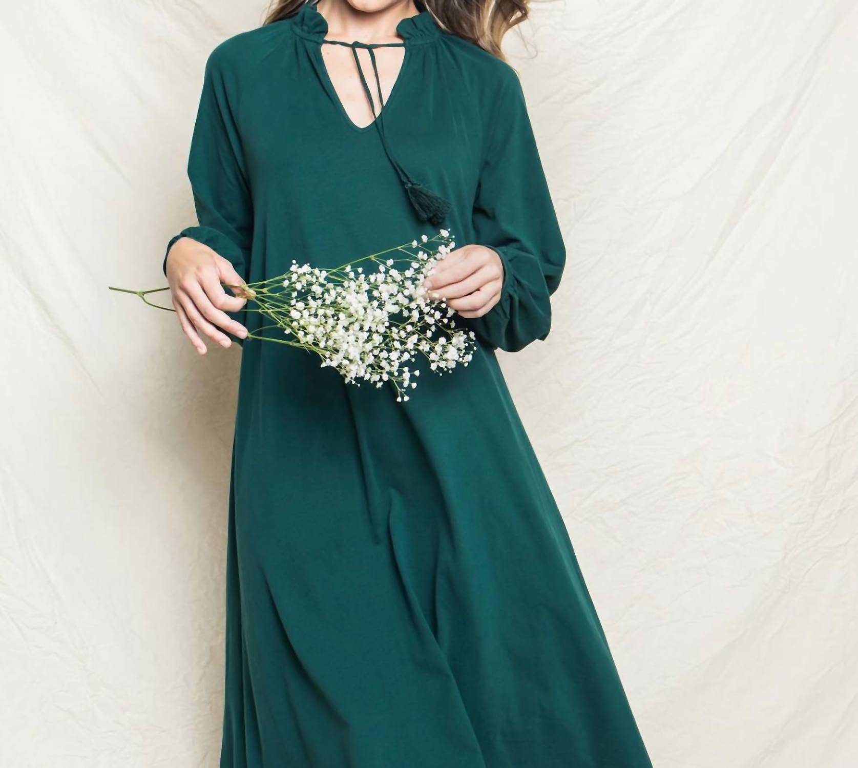 Petite Plume - Women's Luxe Pima Cotton Garbo Long Sleeve Nightgown