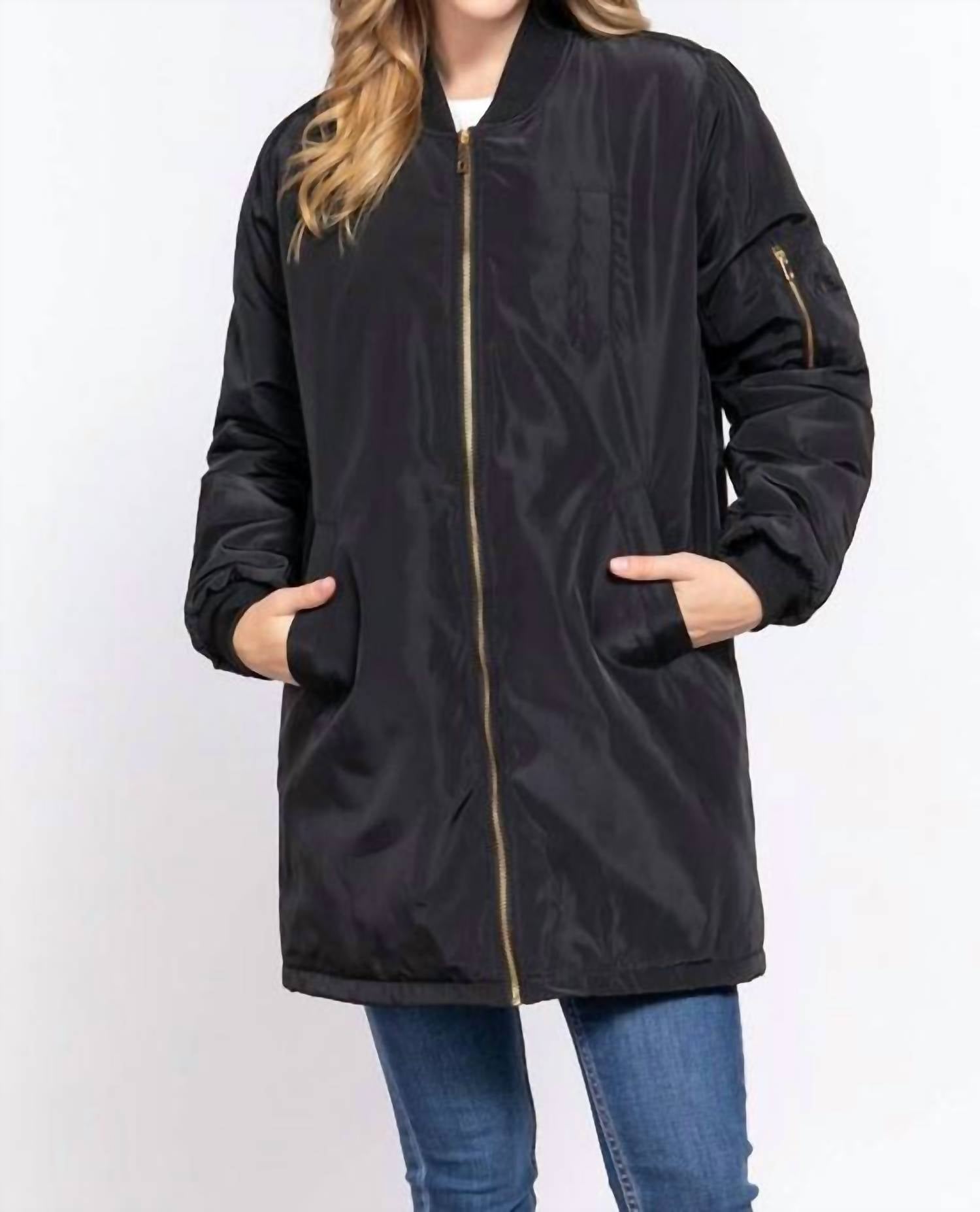 Active Basic - Long Line Bomber Jacket
