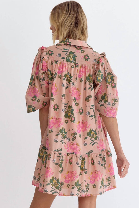 Entro - Floral Ruffle Detail Mini Dress