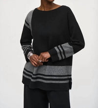 Joseph Ribkoff - Oversized Striped Boatneck Top