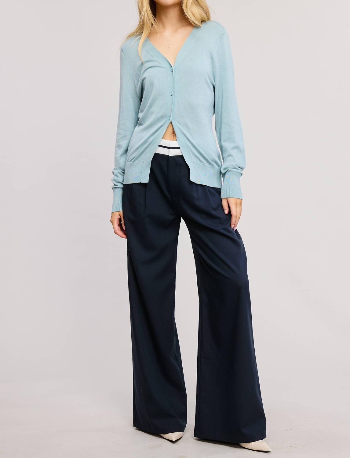 Mimosa - Deep V Split Hem Knit Cardigan