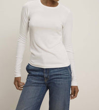 Velvet by Graham & Spencer Camino Modal Rib Tee in white - women's long sleeve top - view 4