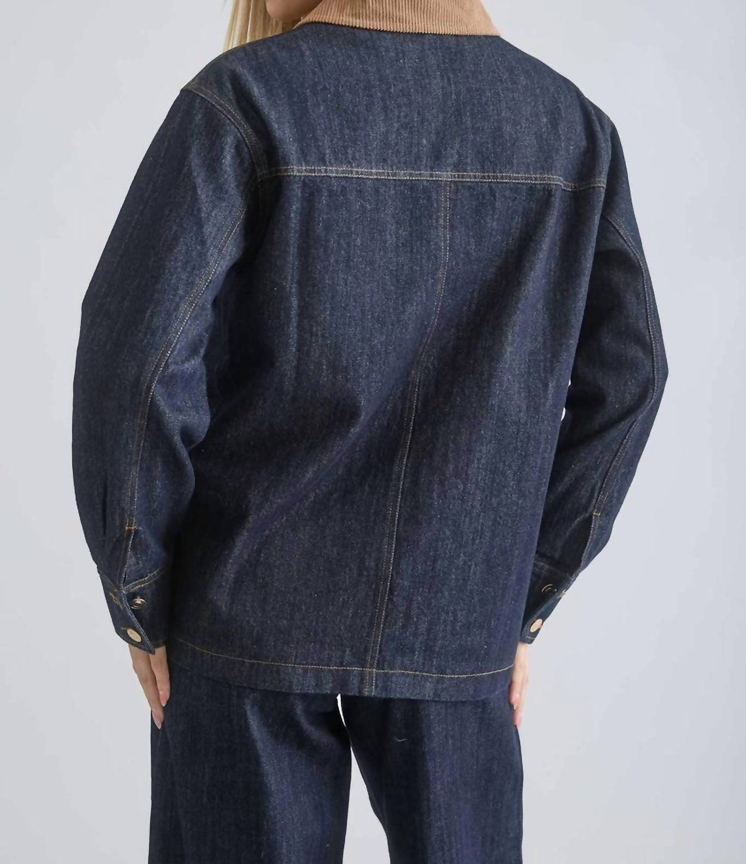 Blu Pepper - Oversize Corduroy Collar Shirt Jacket