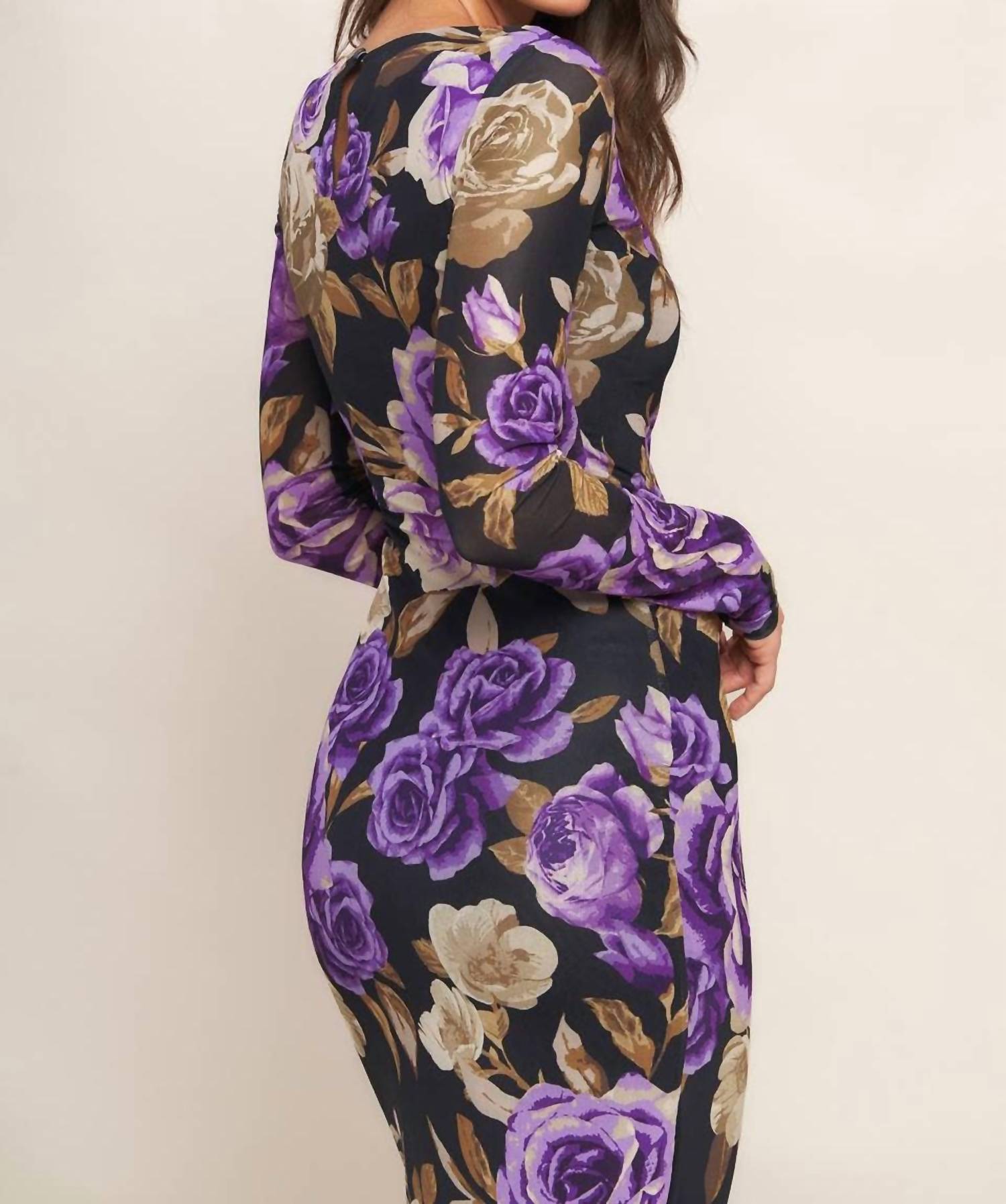Flying Tomato - Floral Mesh Midi Dress