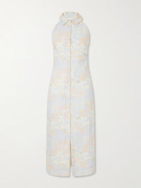 Bernadette - Cici Jasmin Floral-print Linen Halterneck Midi Dress