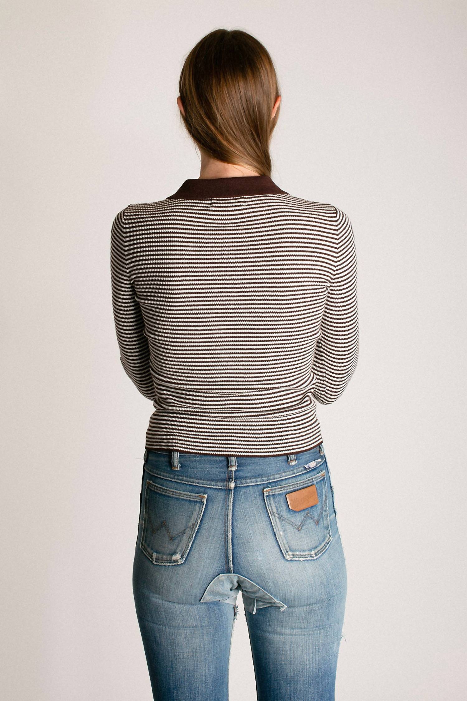 ROLLA'S Stripe Knit Top in chocolate - women's long sleeve top - alternate view