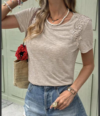 1 The Woman - Lace Patched Round Neck Tee