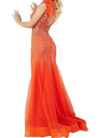 Jovani - DEEP V-NECK EMBELLISHED MERMAID DRESS