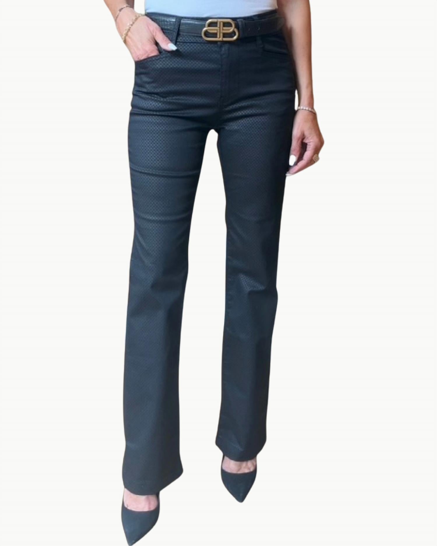 BEVY FLOG Novel Flared Leg Pant in black link - women's pants