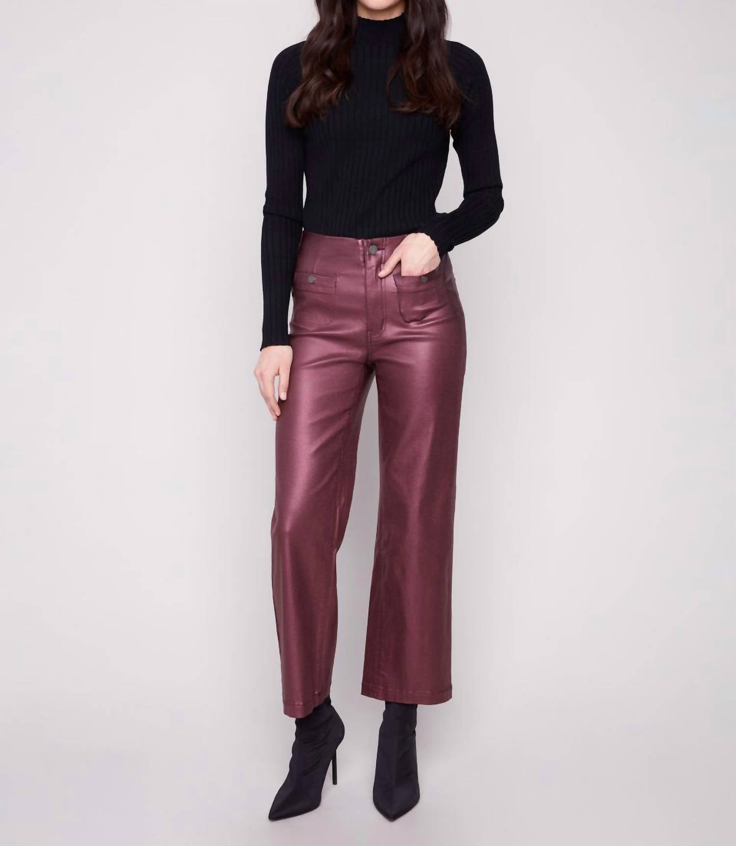 Charlie B - Metallic Wax Flared Pants