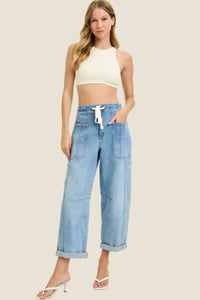 Risen - Crop Wide Barrel Cargo Pocket Jeans