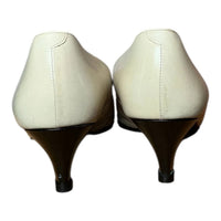 Saint Laurent - Women's Vintage 1980s Toe Cap Low Kitten Heel Leather Pumps