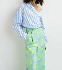ESSENTIEL ANTWERP Hare Wrap Shirt in blue stripe - women's shirt - alternate view