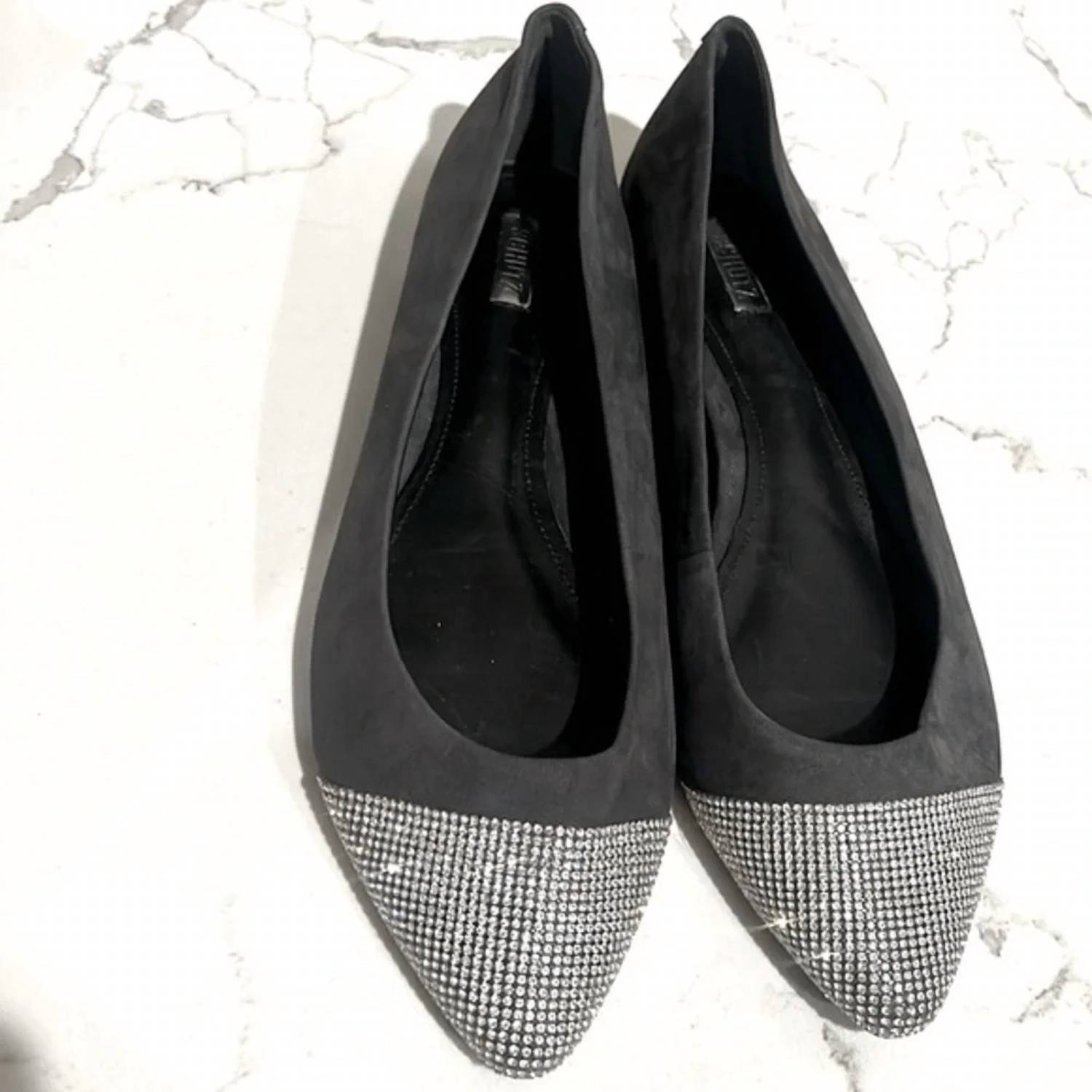 Schutz - Women’s Gemma Pointed Toe With Diamonds Ballet Flats