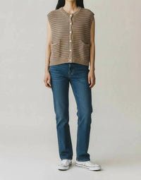 Elan - Sleveless Sweater With Front Button Detail