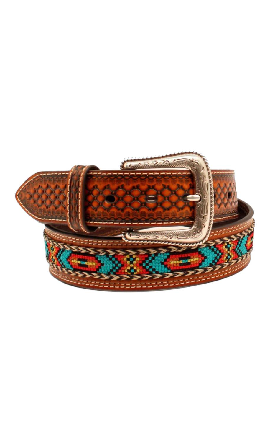 Nocona Belt Co. Men's Embossed Colored Ribbon Belt in brown multi - men's bag