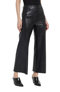 Lysse High Waist Faux Leather Wide Leg Pants in kohl black - women's pants