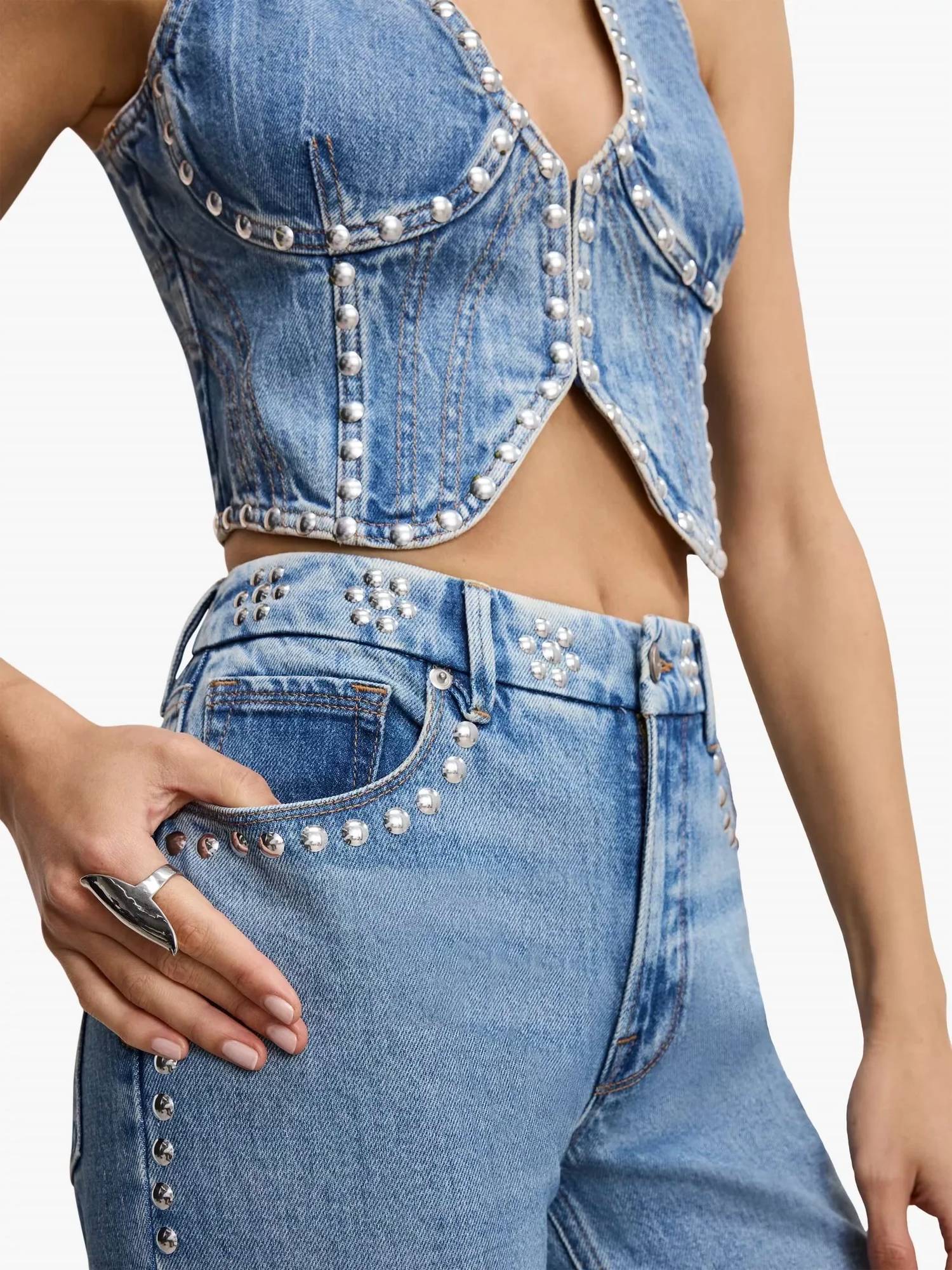Good American - Studded Straight Jeans