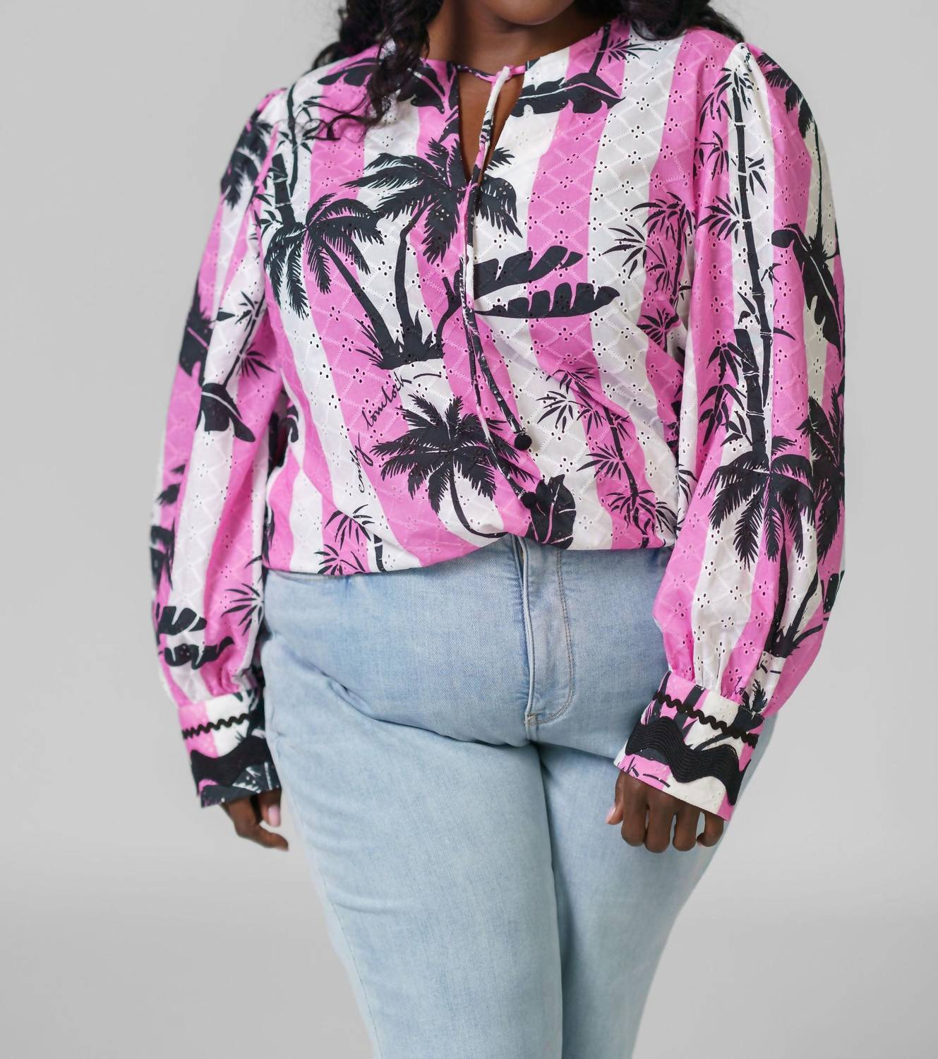 Emily Lovelock - Eva Long Sleeve V-neck Blouse - Plus