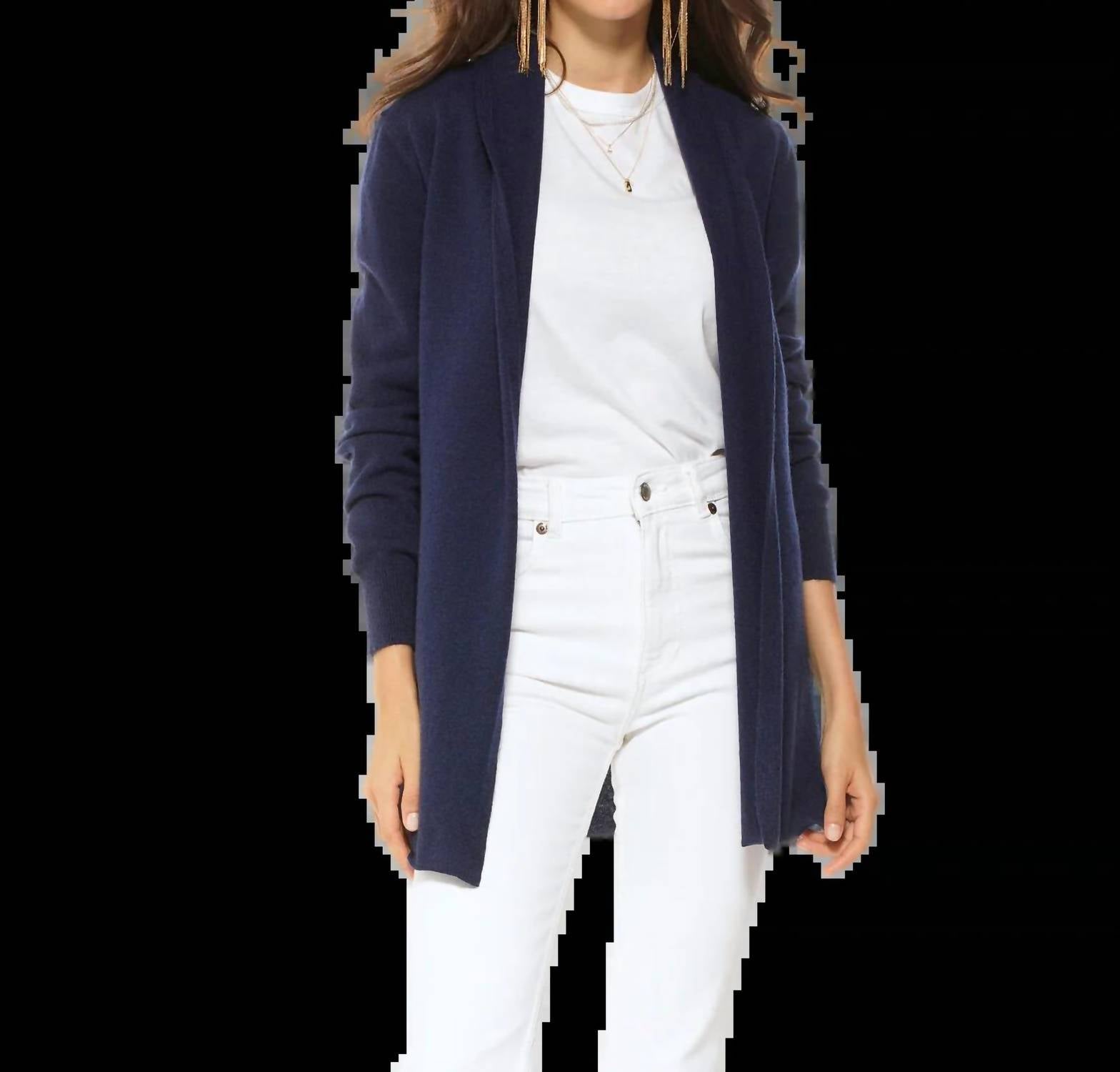Monticelli Cashmere - Women's Pure Cashmere Long Open Front Cardigan