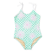 Shade Critters - Girl's Daisy Stripe Sequin One Piece Swimsuit