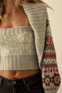 Promesa - Alpine-Knit Shrug Cardigan and Tube Top Set