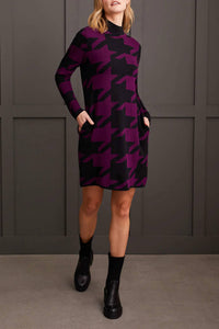 TRIBAL Funnel Neck Sweater Dress in dark plum - women's dress
